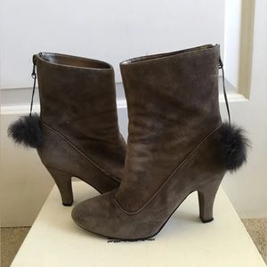 LTD Fornarina Grey Suede Fur Ankle Bootie Boots * 38 8